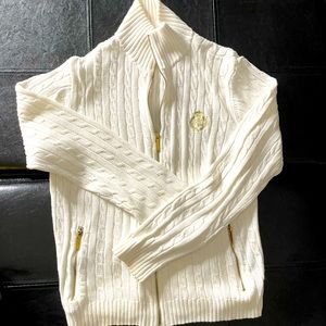 NWOT White Ralph Lauren Polo Zippered Sweater